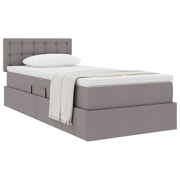 vidaXL Storage Bed with Mattress Taupe 90 x 190 cm Engineered Wood