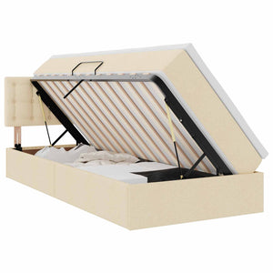 vidaXL Storage Bed with Mattress Cream 90 x 190 cm Engineered Wood