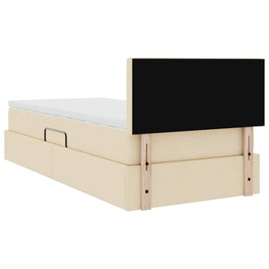 vidaXL Storage Bed with Mattress Cream 90 x 190 cm Engineered Wood