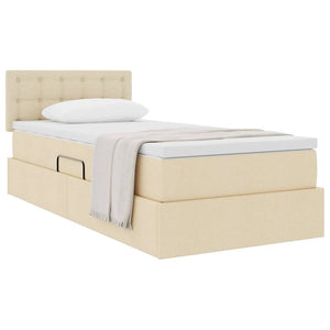 vidaXL Storage Bed with Mattress Cream 90 x 190 cm Engineered Wood