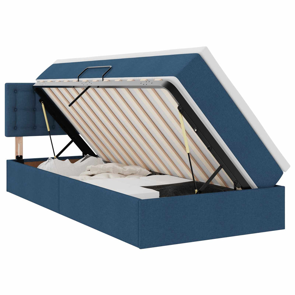 vidaXL Storage Bed with Mattress Blue 90 x 190 cm Engineered Wood