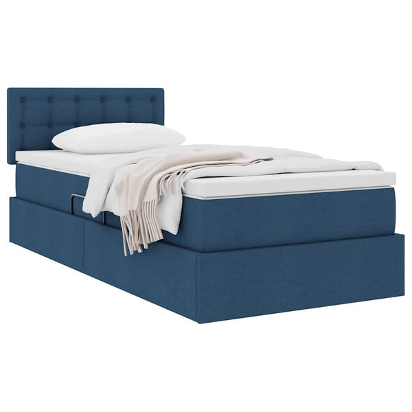 vidaXL Storage Bed with Mattress Blue 90 x 190 cm Engineered Wood