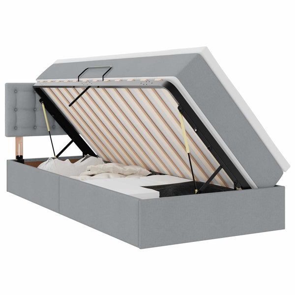 vidaXL Storage Bed with Mattress Light Gray 90 x 200 cm