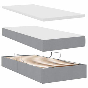 vidaXL Storage Bed with Mattress Light Gray 90 x 200 cm