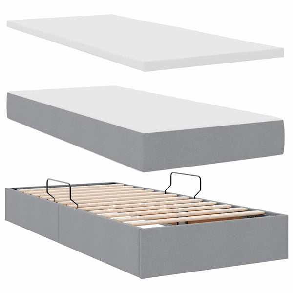 vidaXL Storage Bed with Mattress Light Gray 90 x 200 cm