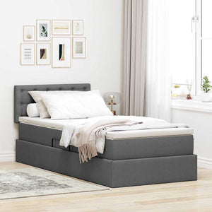 vidaXL Storage Bed with Mattress Dark Grey 90 x 200 cm