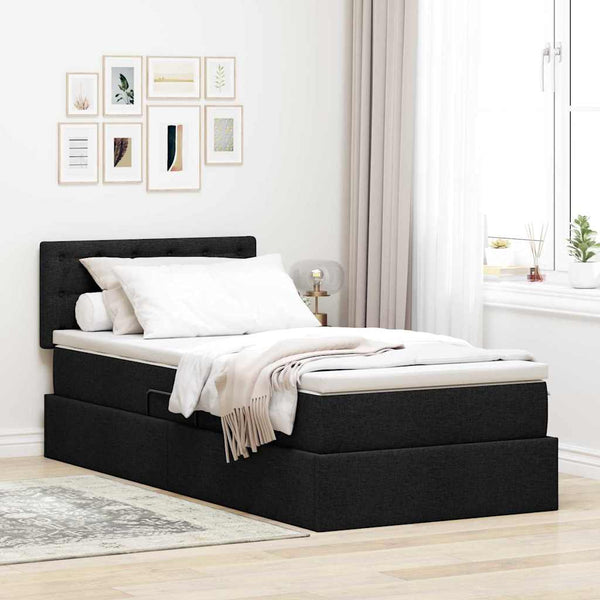 vidaXL Storage Bed with Mattress with Mattress Black 90 x 200 cm