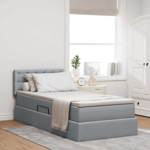 vidaXL Storage Bed with Mattress Light Grey 100 x 200 cm