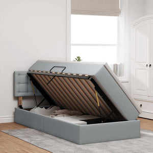 vidaXL Storage Bed with Mattress Light Grey 100 x 200 cm