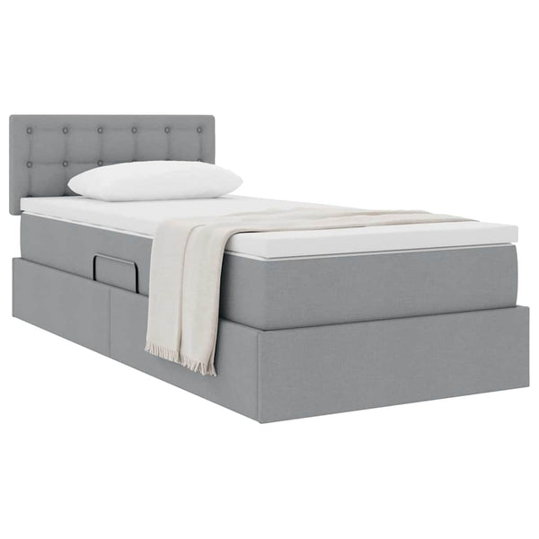 vidaXL Storage Bed with Mattress Light Grey 100 x 200 cm