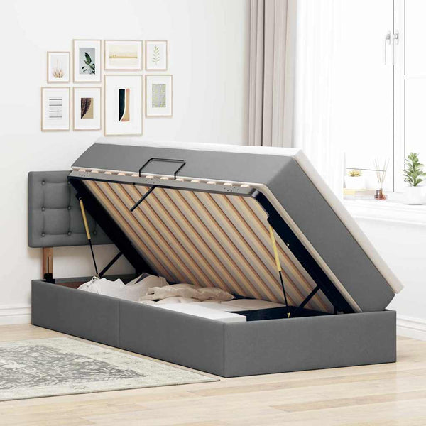 vidaXL Storage Bed with Mattress Dark Grey 100 x 200 cm