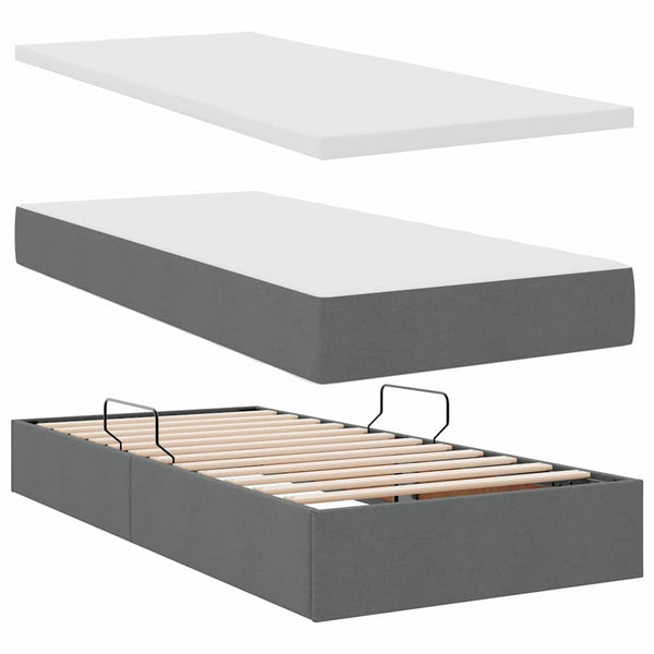 vidaXL Storage Bed with Mattress Dark Grey 100 x 200 cm