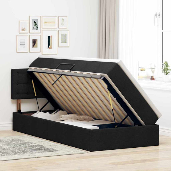 vidaXL Storage Bed with Mattress Black 100 x 200 cm