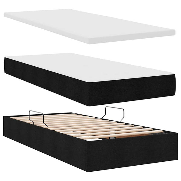 vidaXL Storage Bed with Mattress Black 100 x 200 cm