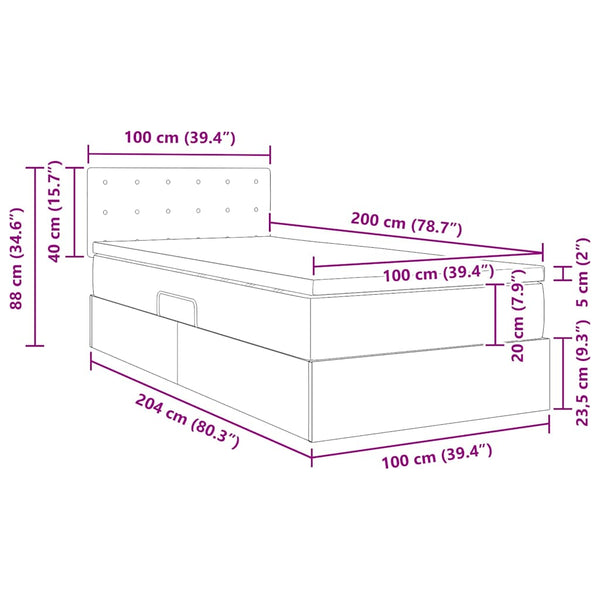 vidaXL Storage Bed with Mattress Black 100 x 200 cm