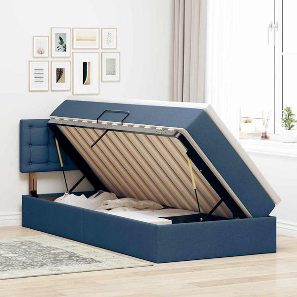 vidaXL Storage Bed with Mattress Blue 100 x 200 cm Engineered Wood