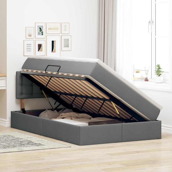 vidaXL Storage Bed with Mattress Dark Grey 120 x 190 cm
