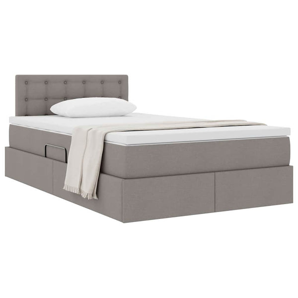 vidaXL Storage Bed with Mattress Taupe 120 x 190 cm Engineered Wood