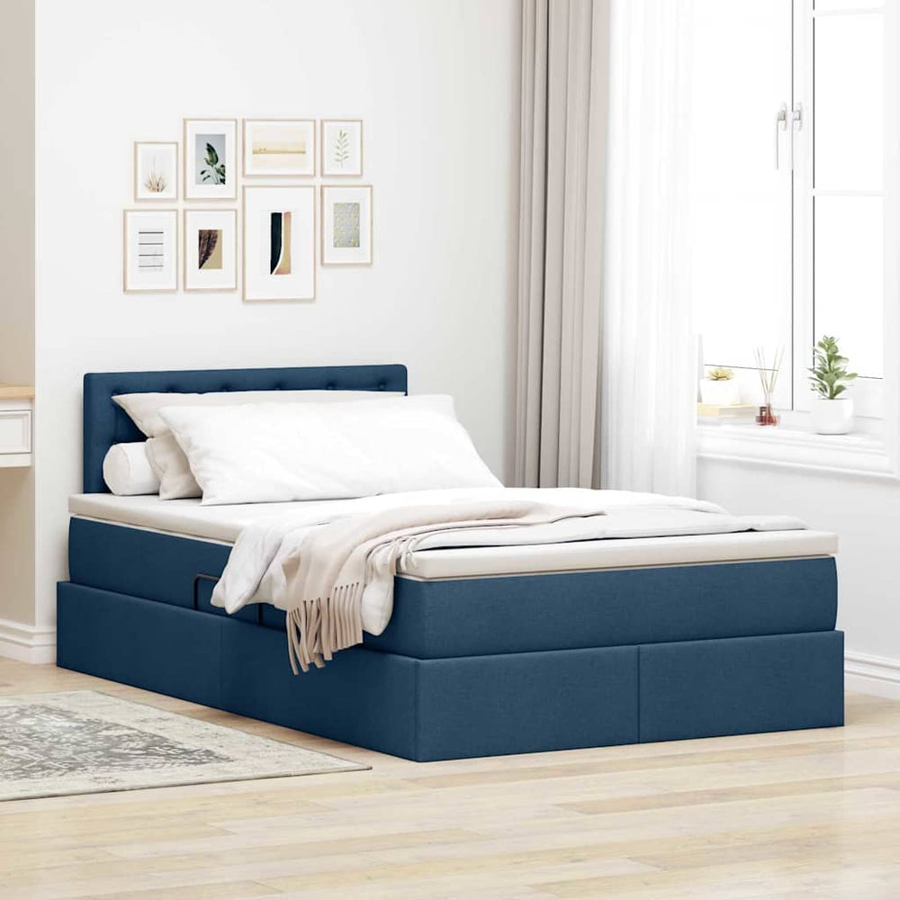 vidaXL Storage Bed with Mattress Blue 120 x 190 cm Engineered Wood