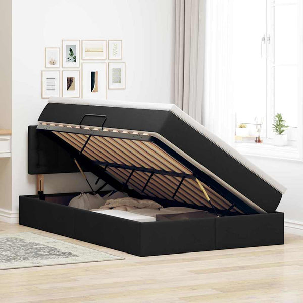 vidaXL Storage Bed with Mattress Black 120 x 200 cm