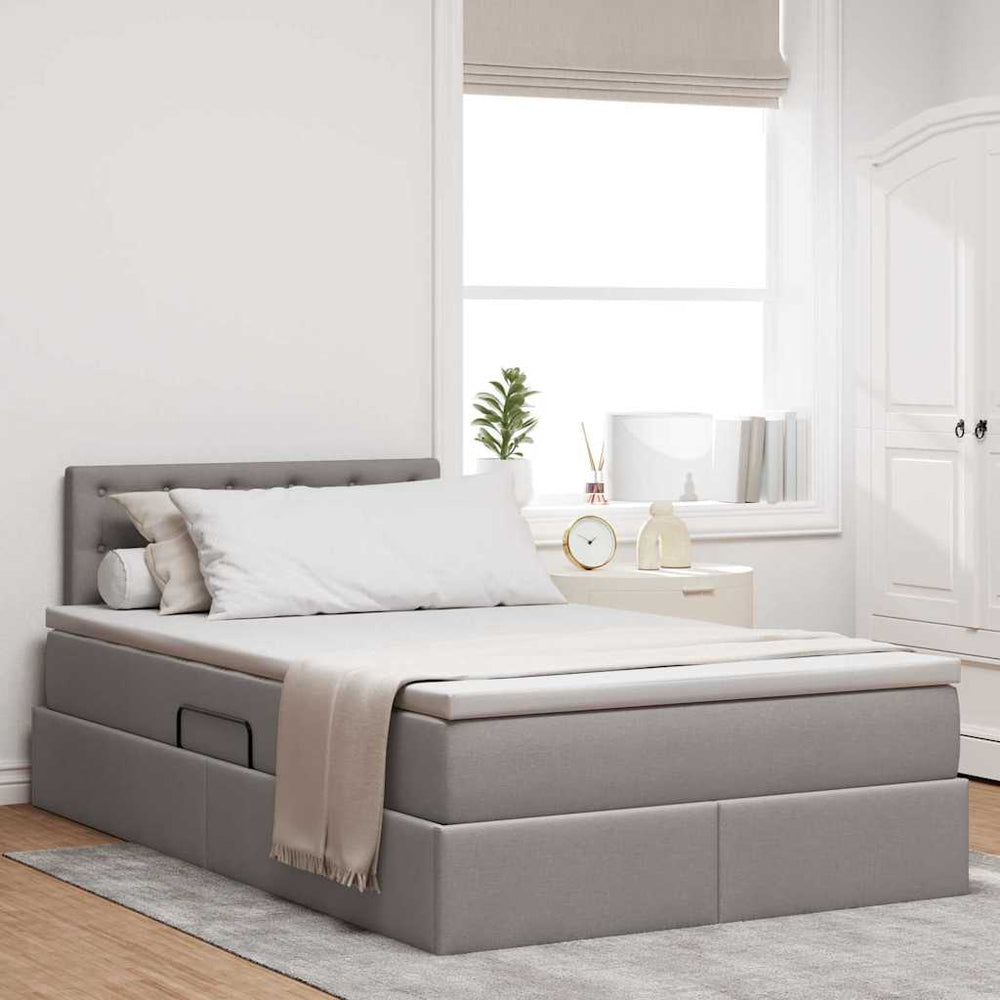 vidaXL Storage Bed with Mattress Taupe 120 x 200 cm Engineered Wood