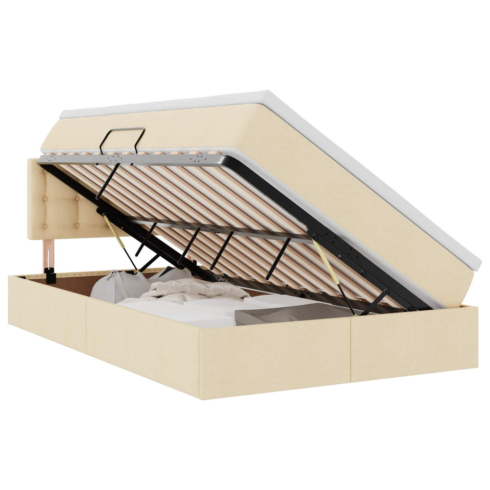vidaXL Storage Bed with Mattress Cream 120 x 200 cm Engineered Wood