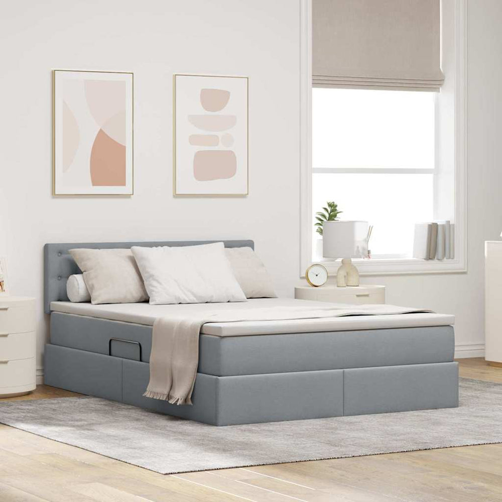 vidaXL Storage Bed with Mattress Light Grey 140 x 190 cm