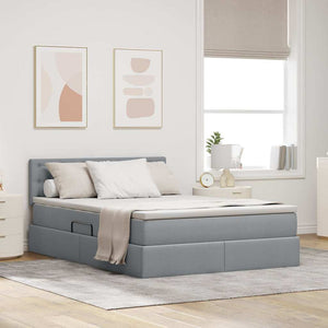 vidaXL Storage Bed with Mattress Light Grey 140 x 190 cm