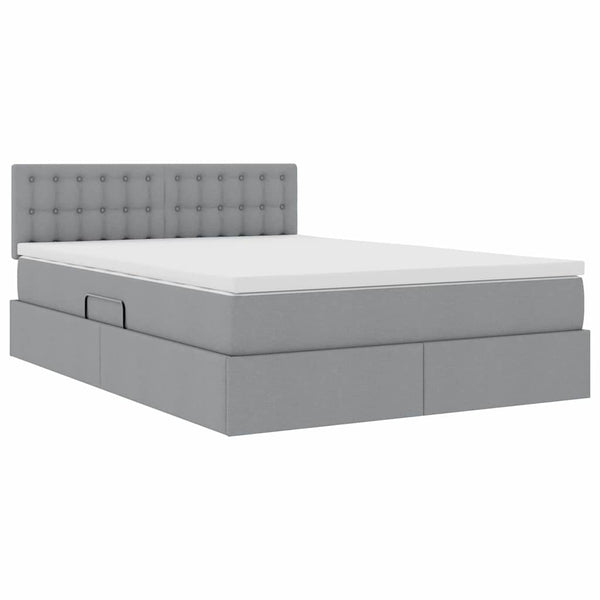 vidaXL Storage Bed with Mattress Light Grey 140 x 190 cm