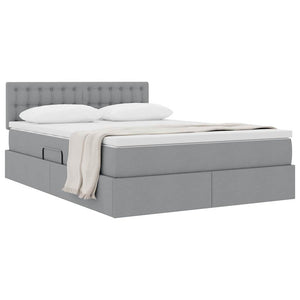 vidaXL Storage Bed with Mattress Light Grey 140 x 190 cm