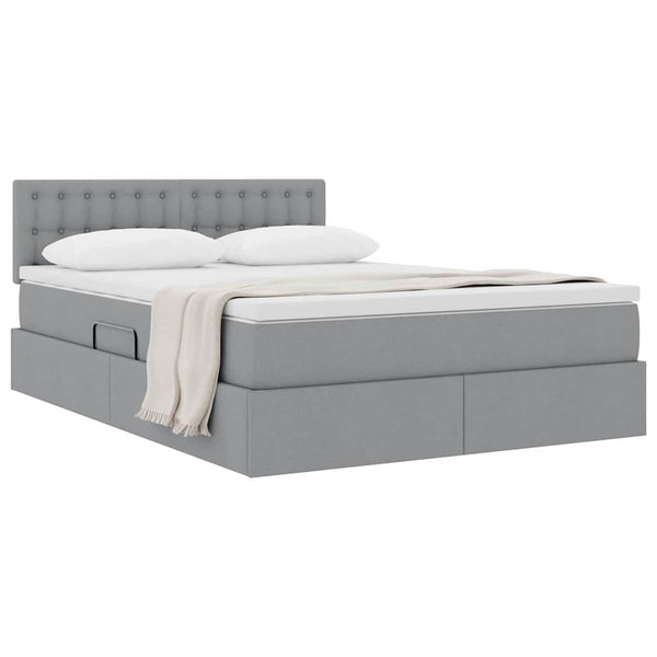 vidaXL Storage Bed with Mattress Light Grey 140 x 190 cm