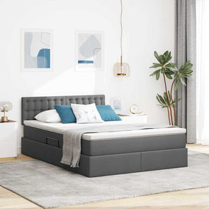 vidaXL Storage Bed with Mattress Dark Gray 140 x 190 cm