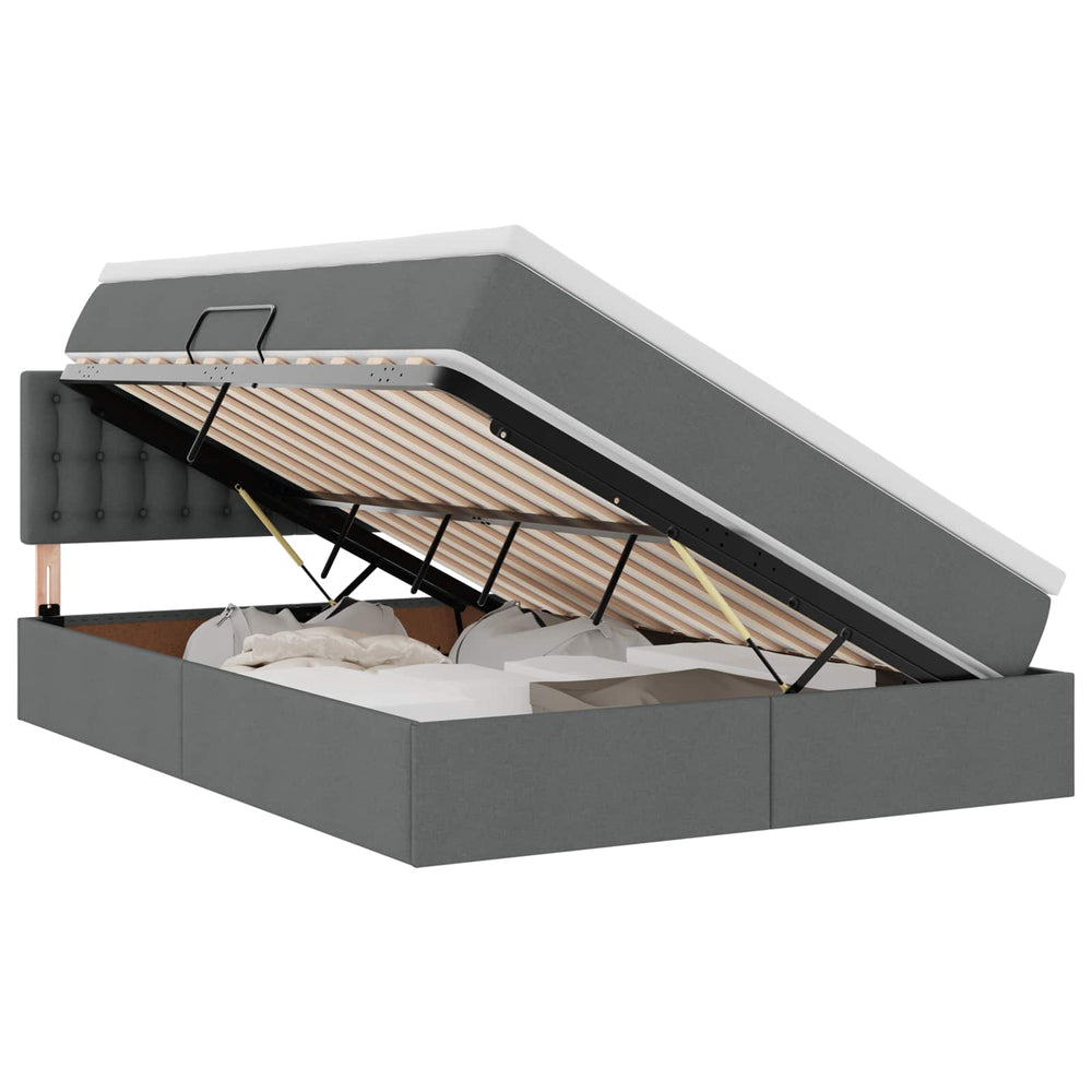 vidaXL Storage Bed with Mattress Dark Gray 140 x 190 cm