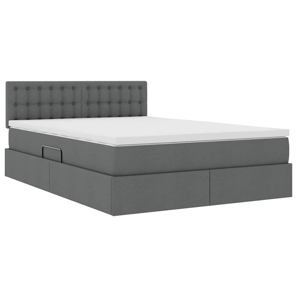 vidaXL Storage Bed with Mattress Dark Gray 140 x 190 cm