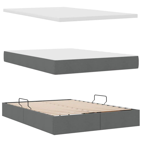 vidaXL Storage Bed with Mattress Dark Gray 140 x 190 cm