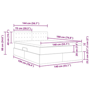 vidaXL Storage Bed with Mattress Dark Gray 140 x 190 cm
