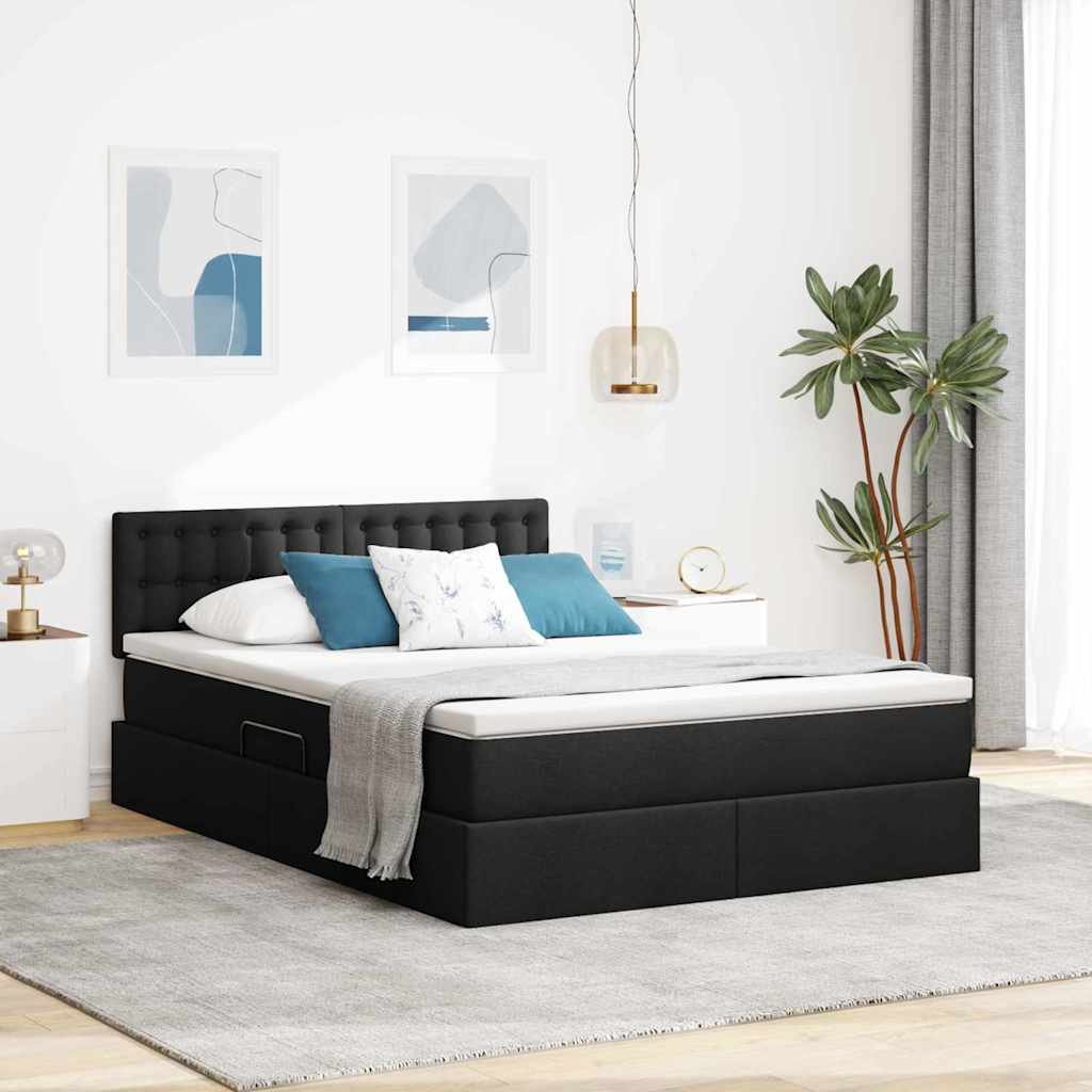 vidaXL Storage Bed with Mattress Black 140 x 190 cm