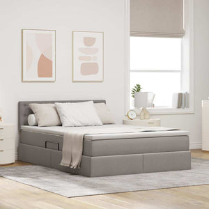 vidaXL Storage Bed with Mattress Taupe 140 x 190 cm Engineered Wood