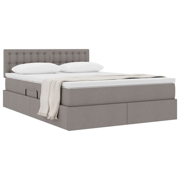 vidaXL Storage Bed with Mattress Taupe 140 x 190 cm Engineered Wood