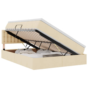 vidaXL Storage Bed with Mattress Cream 140 x 190 cm Engineered Wood