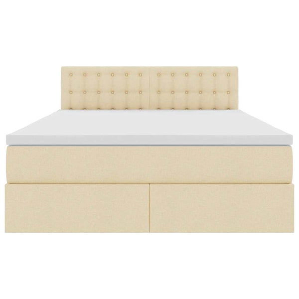 vidaXL Storage Bed with Mattress Cream 140 x 190 cm Engineered Wood