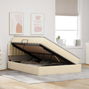 vidaXL Storage Bed with Mattress Cream 140 x 200 cm Engineered Wood