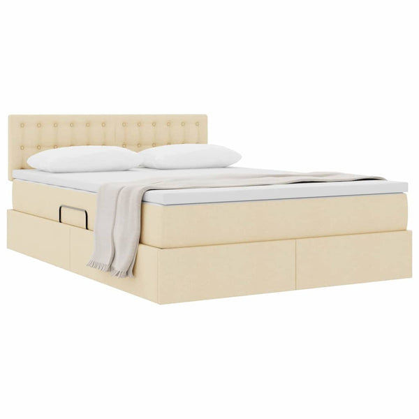 vidaXL Storage Bed with Mattress Cream 140 x 200 cm Engineered Wood
