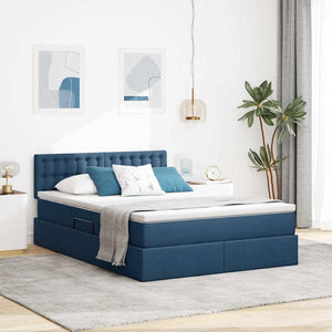 vidaXL Storage Bed with Mattress Blue 140 x 200 cm Engineered Wood