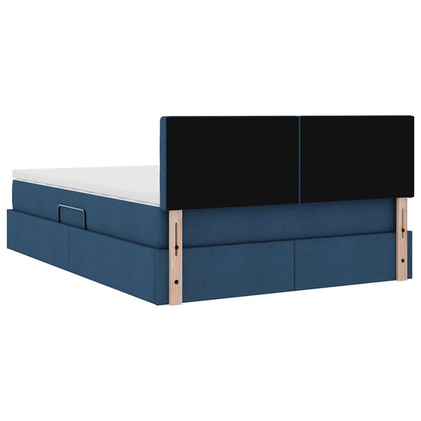 vidaXL Storage Bed with Mattress Blue 140 x 200 cm Engineered Wood