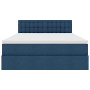 vidaXL Storage Bed with Mattress Blue 140 x 200 cm Engineered Wood