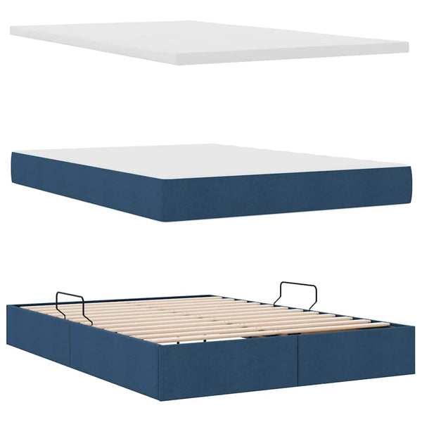 vidaXL Storage Bed with Mattress Blue 140 x 200 cm Engineered Wood