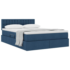 vidaXL Storage Bed with Mattress Blue 140 x 200 cm Engineered Wood