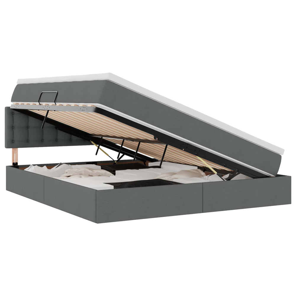 vidaXL Storage Bed with Mattress Dark Grey 160 x 200 cm