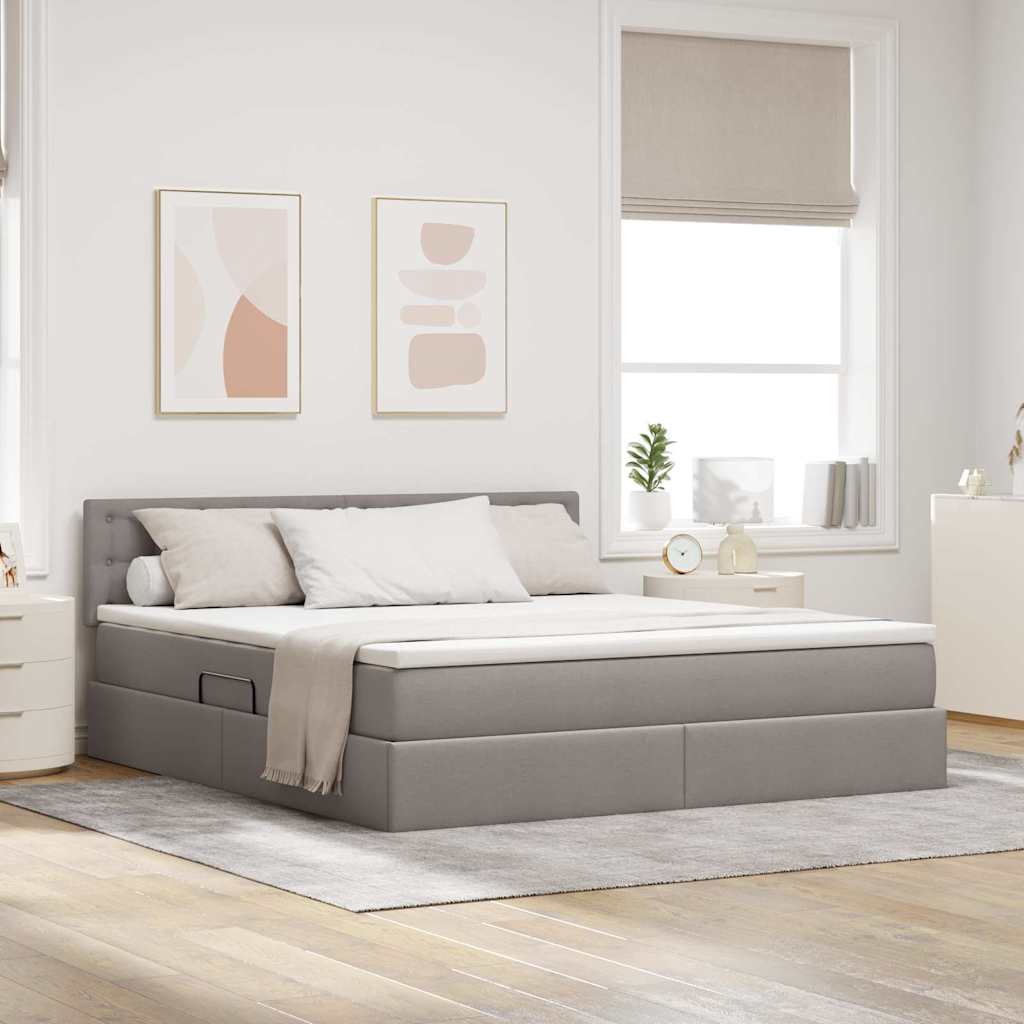 vidaXL Storage Bed with Mattress Taupe 160 x 200 cm Engineered Wood